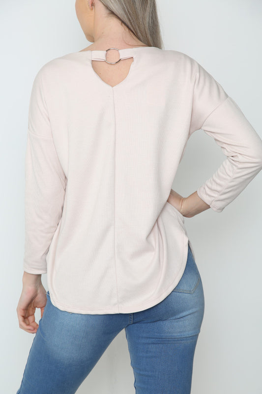Ladies Ring Back Detail Top Stone