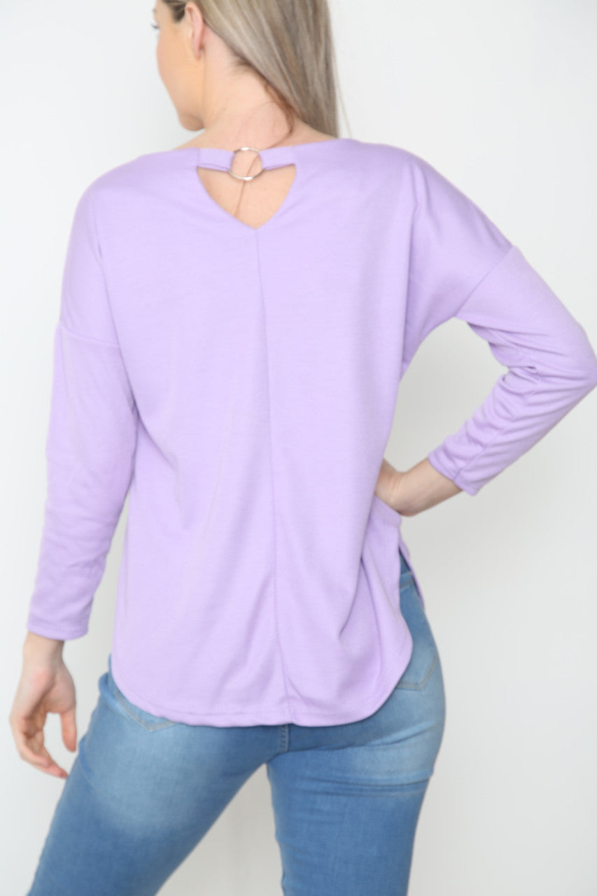 Ladies Ring Back Detail Top Lilac