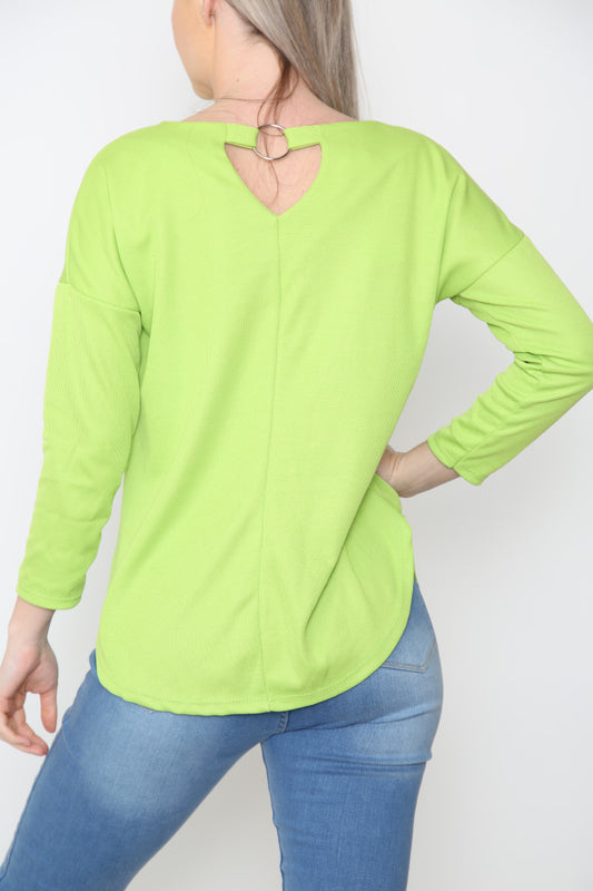 Ladies Ring Back Detail Top Lime