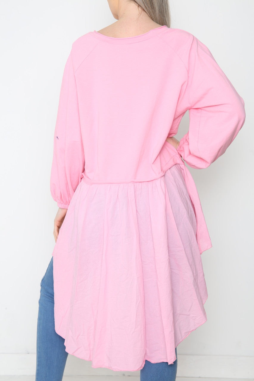 Dames Analgise Star Drop Hem Sweatshirt Top Roze
