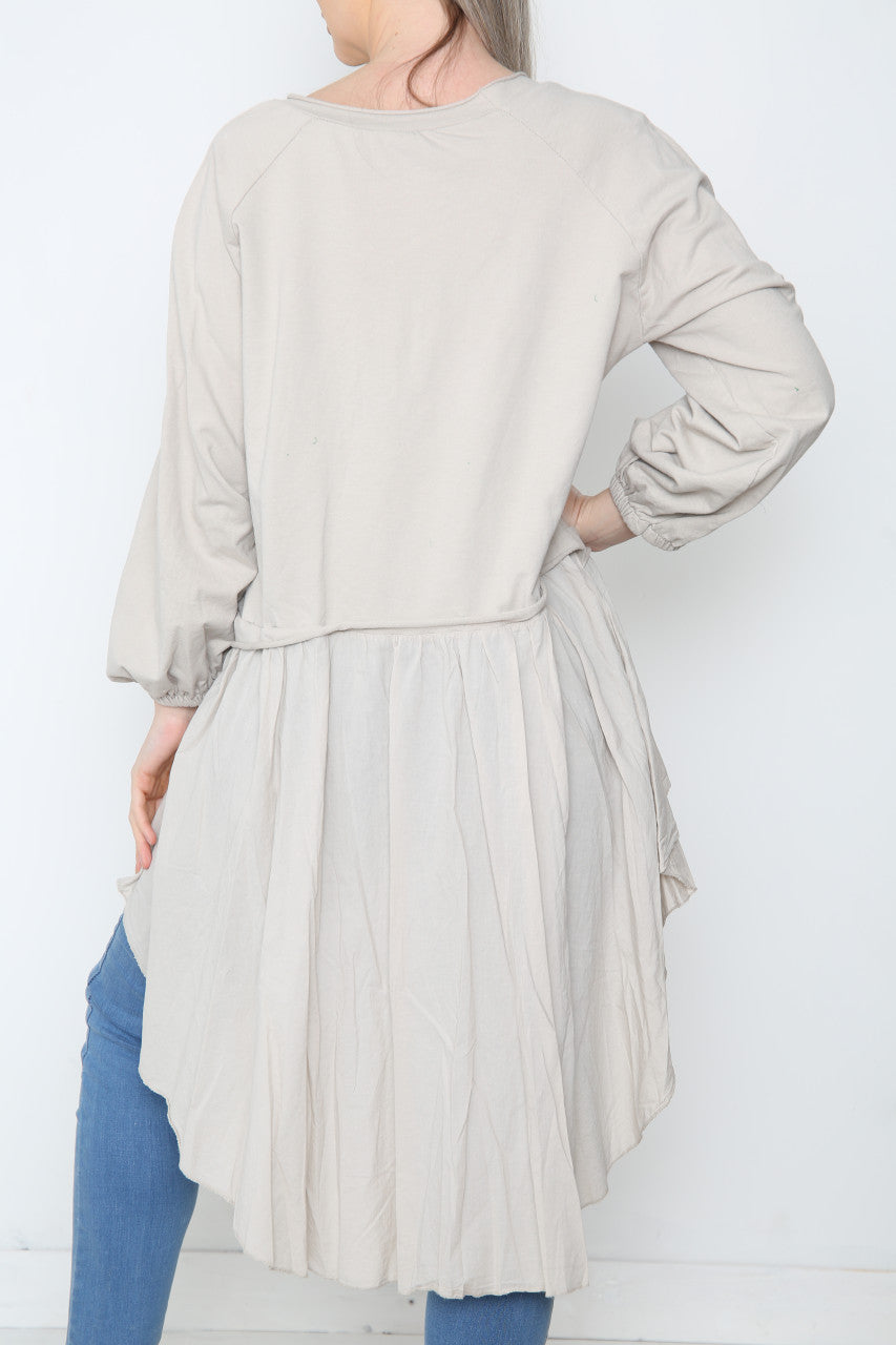 Ladies Analgise Star Drop Hem Sweatshirt Top Stone