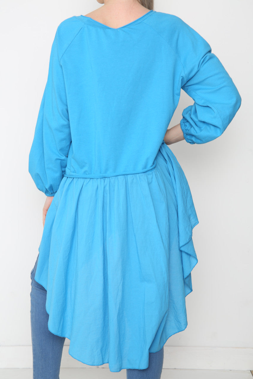 Dames Analgise Star Drop Hem Sweatshirt Top Turkoois