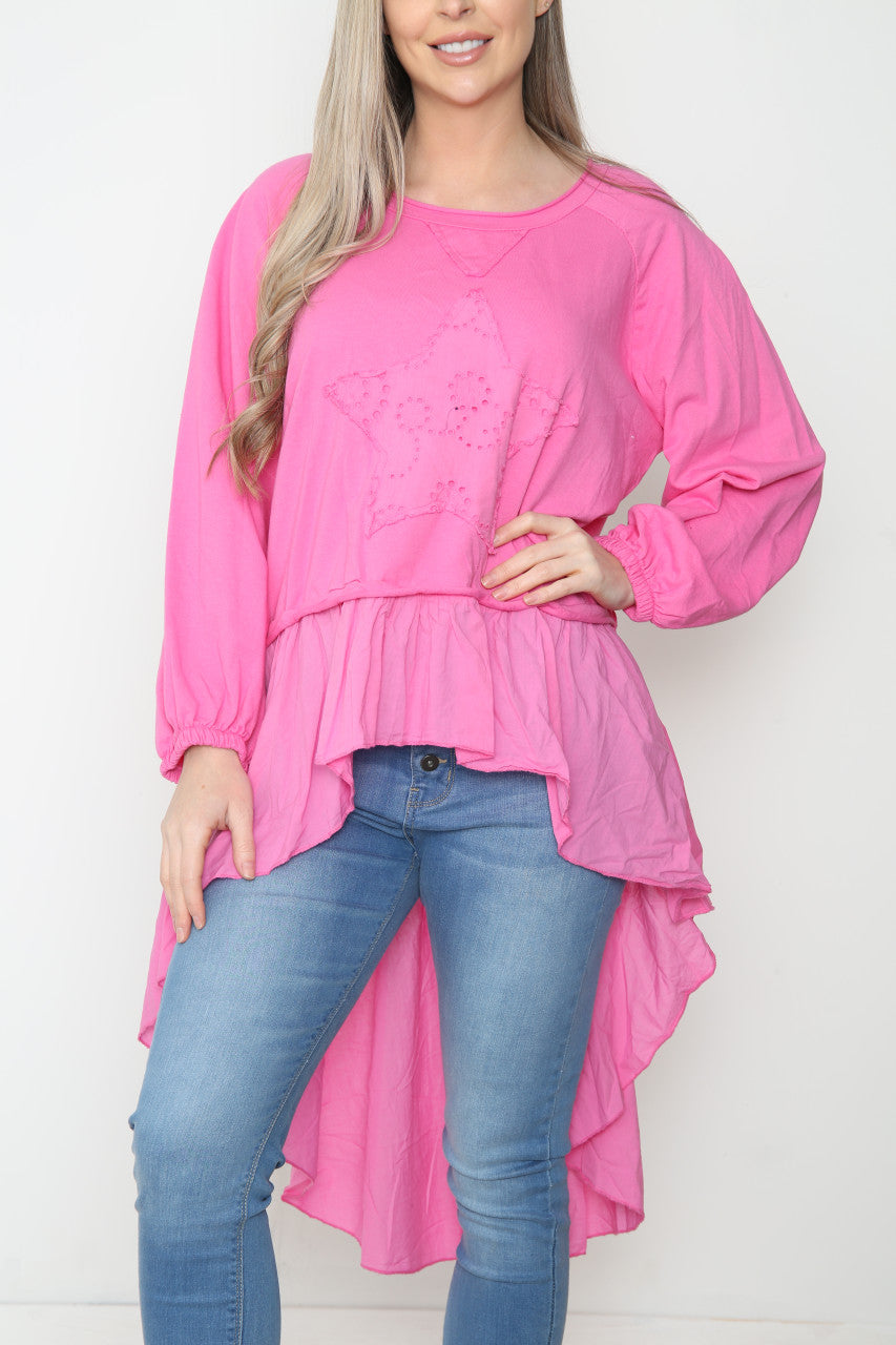 Dames Analgise Ster Druppel Zoom Sweatshirt Top Cerise