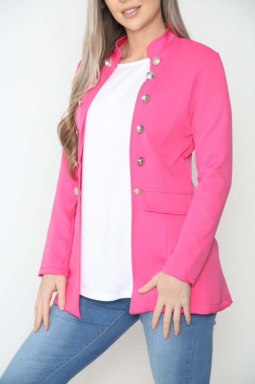 Ladies Military Blazer Jacket Cerise