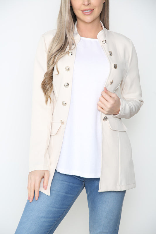 Dames Militaire Blazer Jas Crème