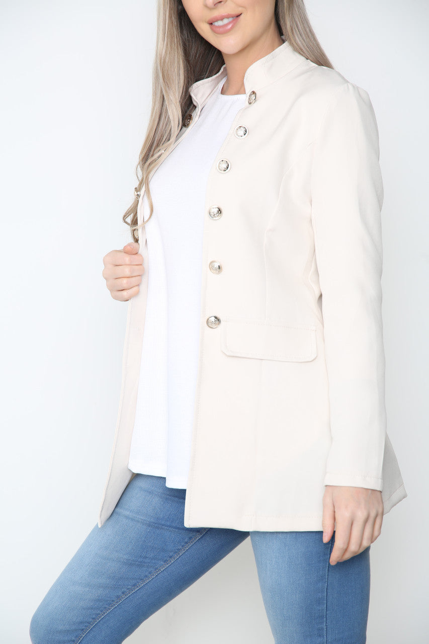 Ladies Military Blazer Jacket Cream
