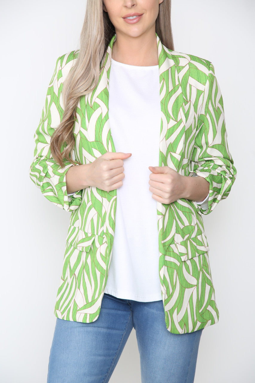 Dames Blazer met Geometrische Print Limoen