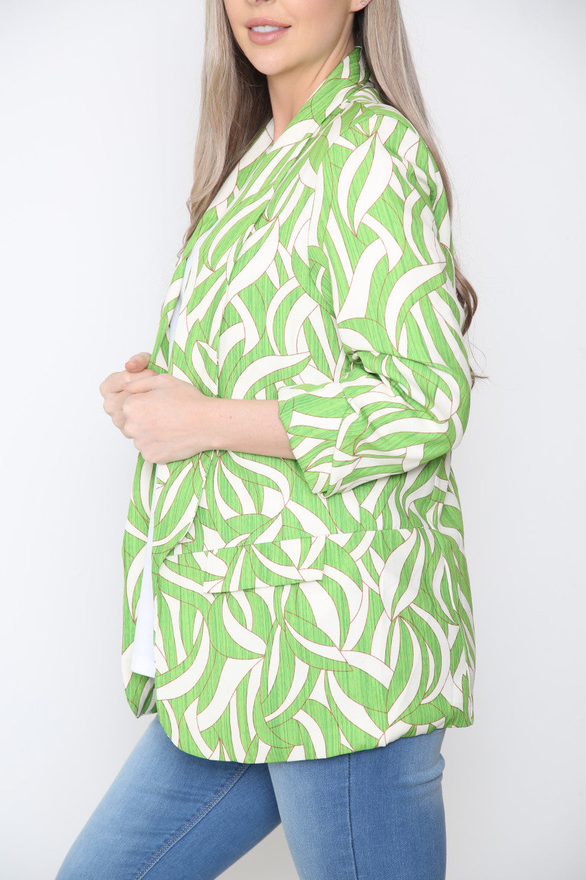Dames Blazer met Geometrische Print Limoen