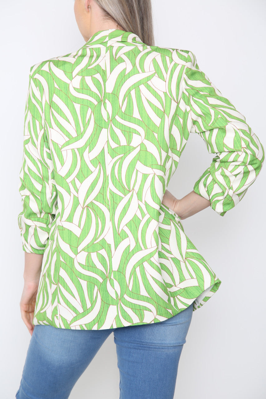 Dames Blazer met Geometrische Print Limoen