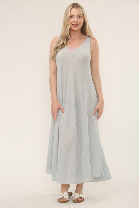 CREPE MAXI DRESS - SILVER