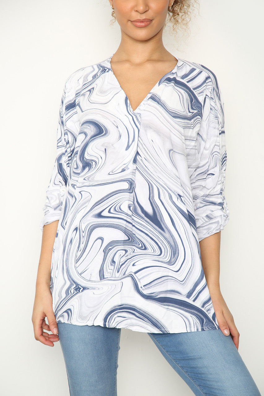 Dames Tie Dye Swirl Print Top Wit