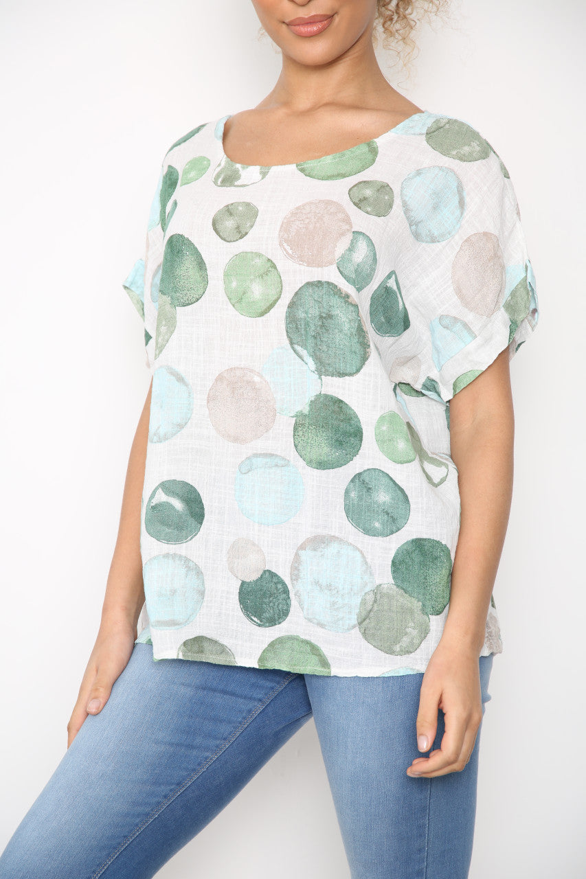 Dames Bubbles Cirkels Print Top Wit
