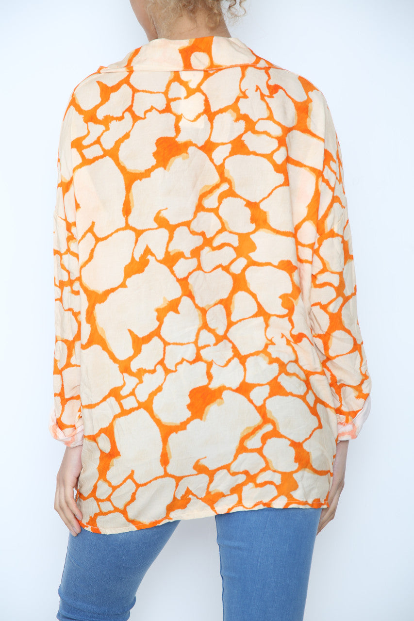 Ladies Giraffe Print Shirt Orange