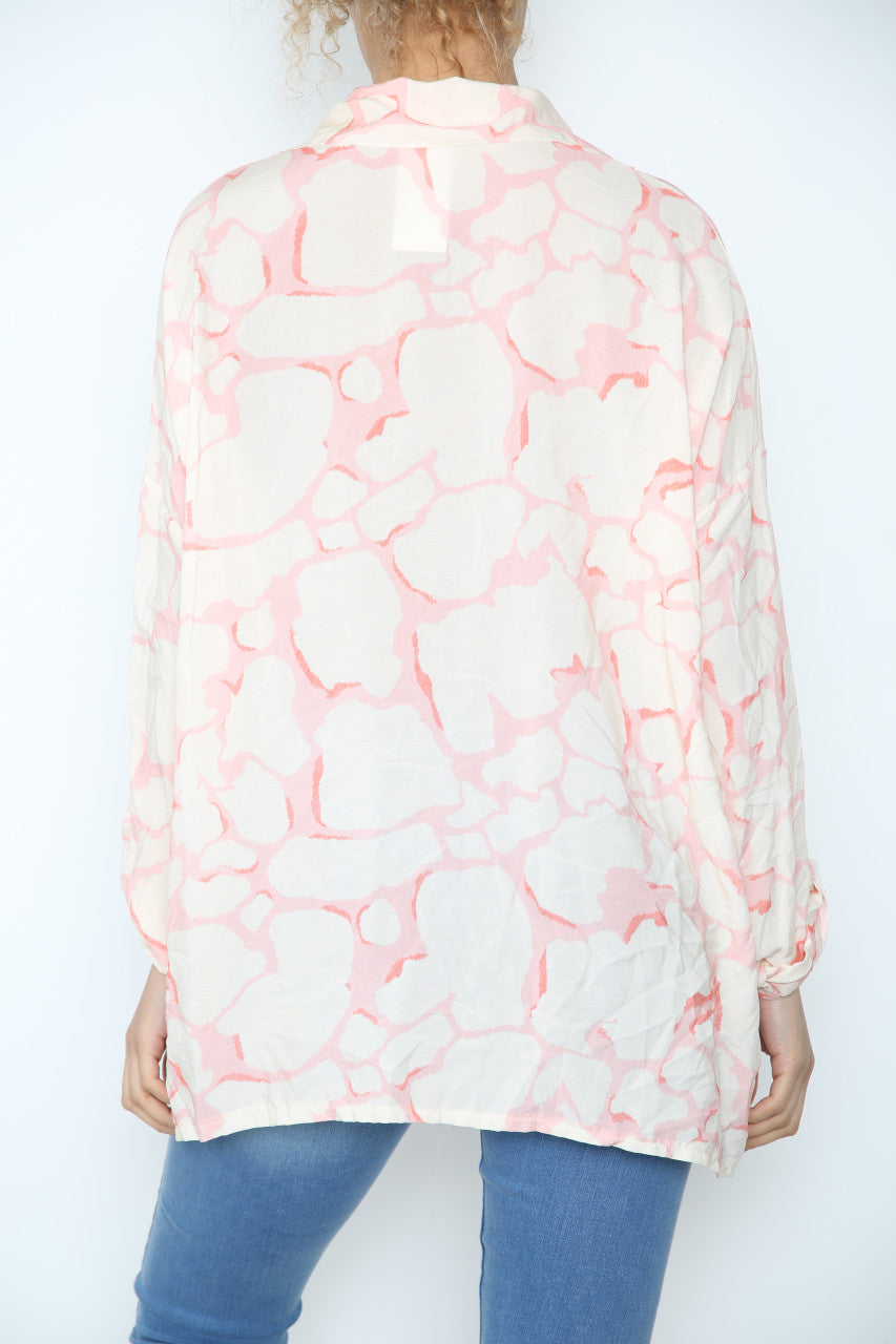 Ladies Giraffe Print Shirt Pink