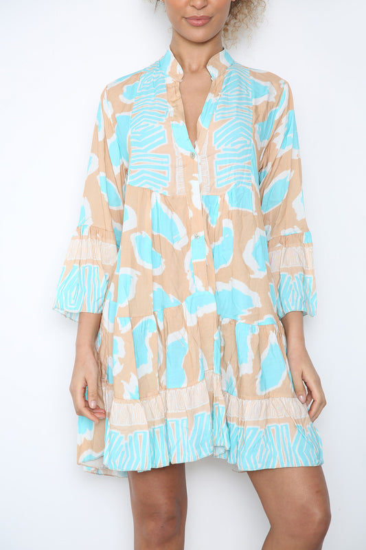 Dames Blousejurk met Dierenprint Steenkleurig