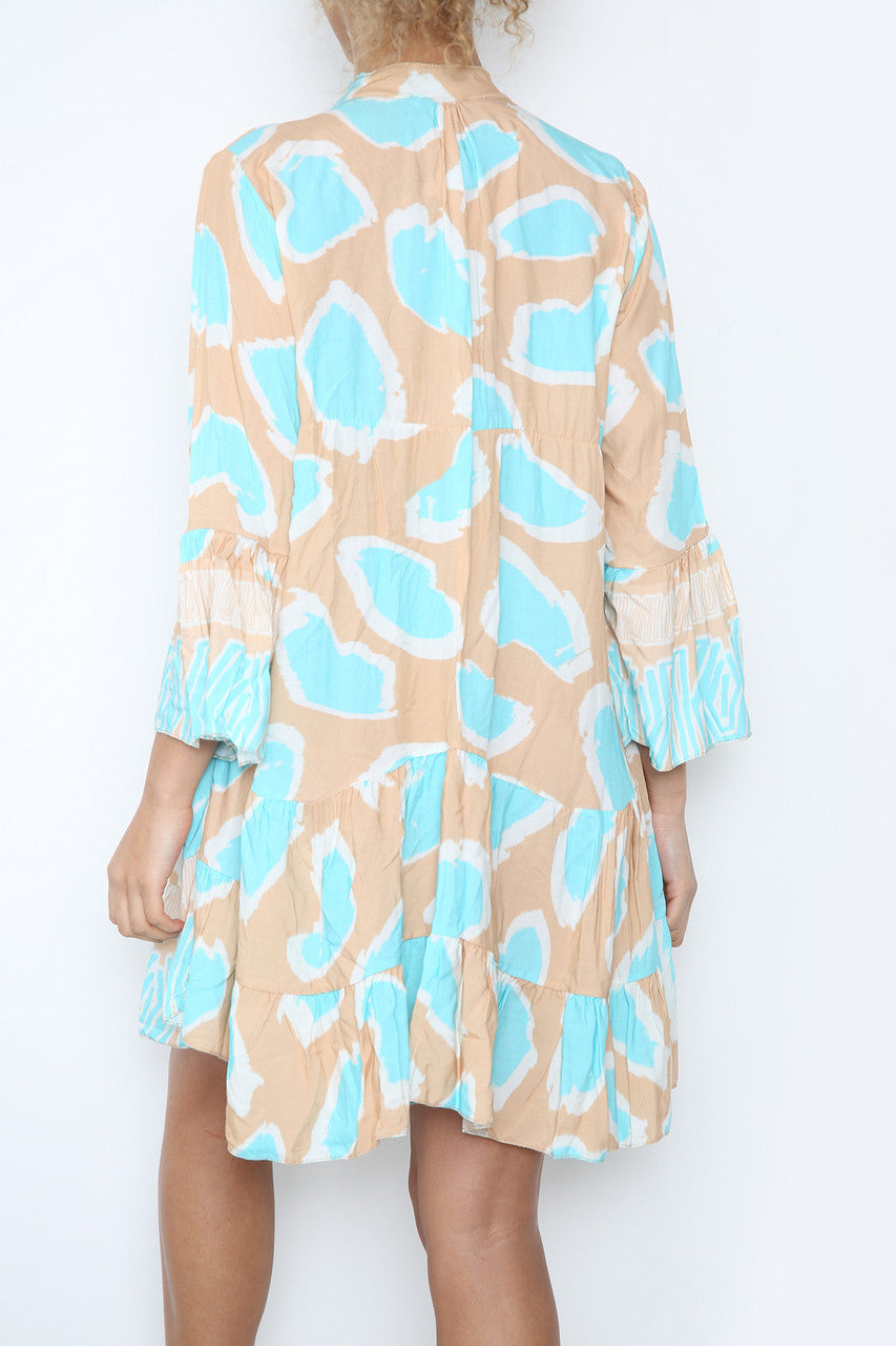 Ladies Animal Print Shirt Dress Stone