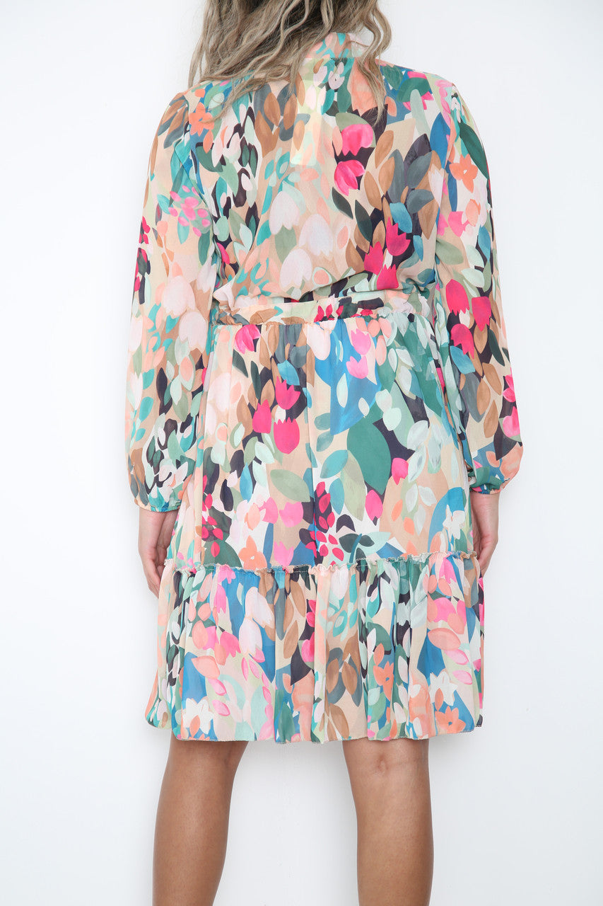 Dames Overhemdjurk met Abstract Bloembladprint Groen