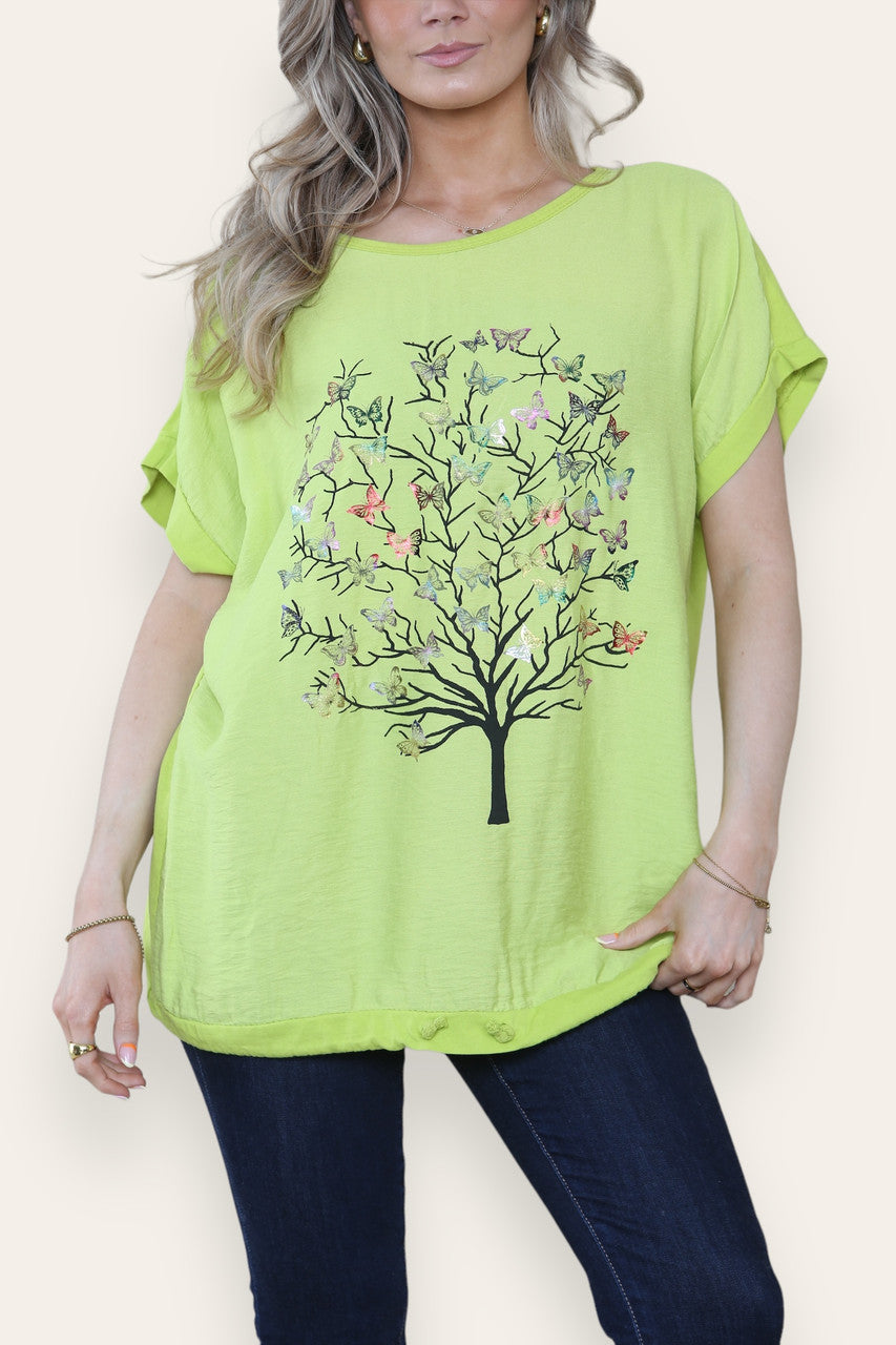VLINDERBOOM FOLIE GRAPHIC TOP LIMOEN