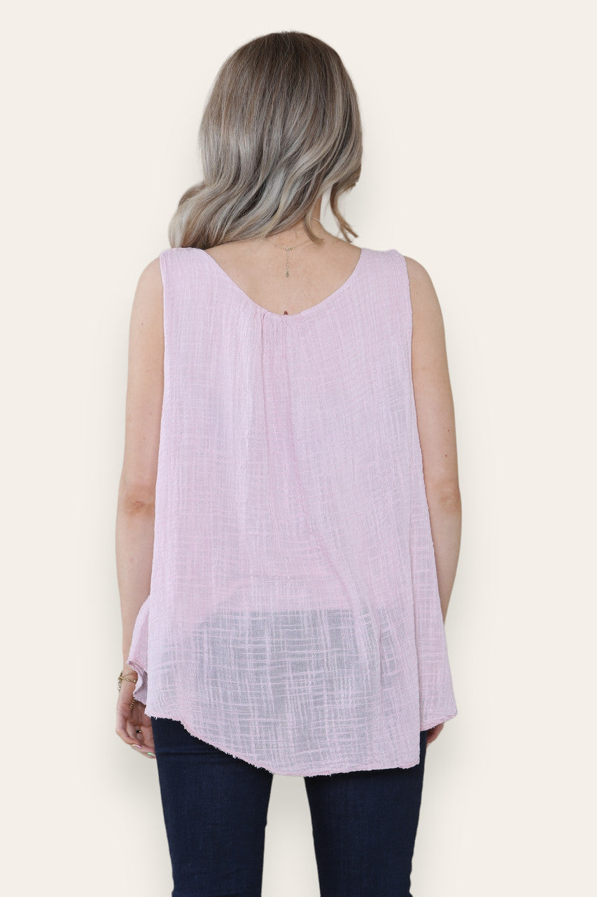 SLEEVELESS VEST TOP WITH NECKLACE DUSTY PINK