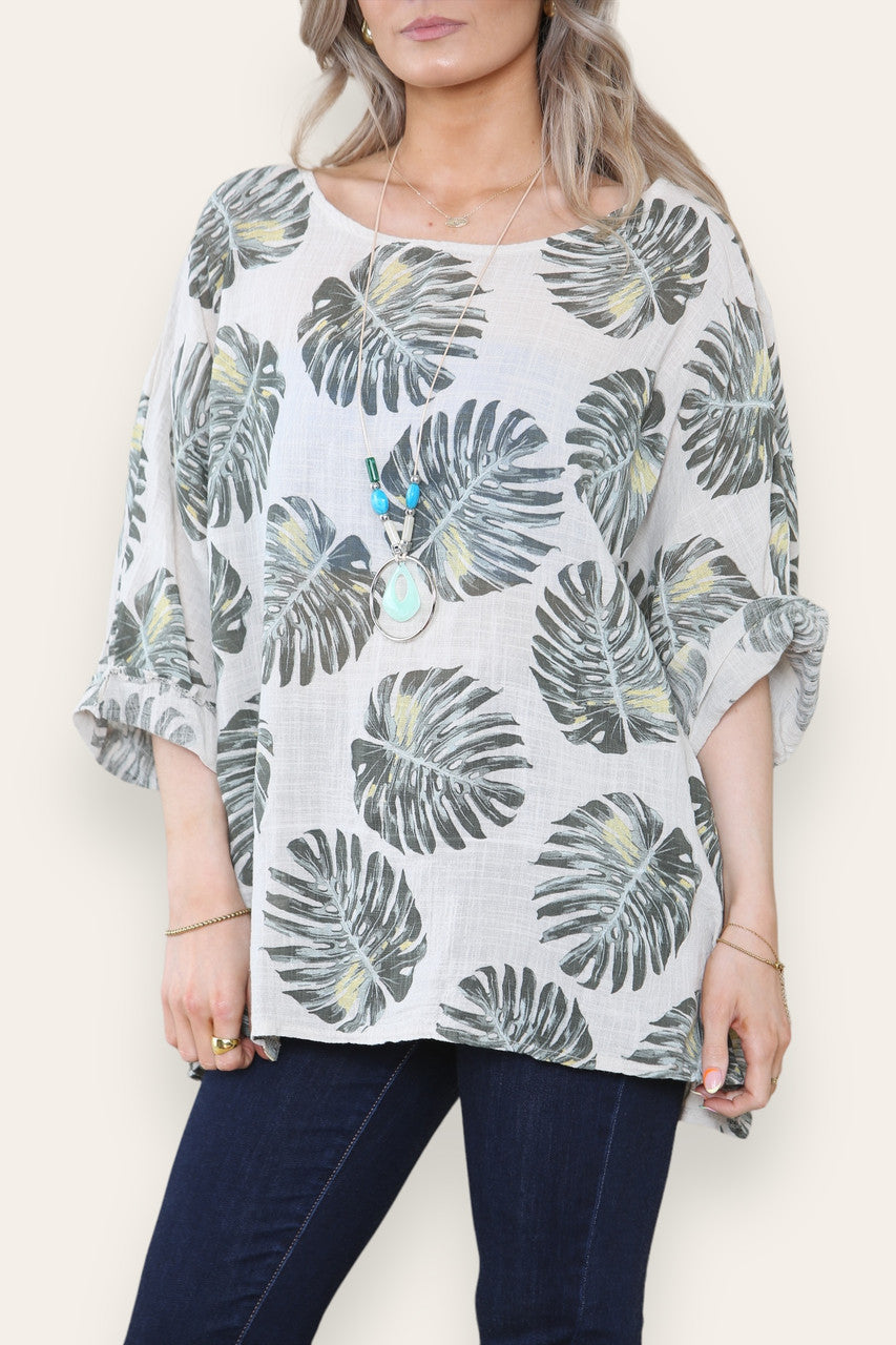 TOP MET PALMBLADPRINT - STEEN
