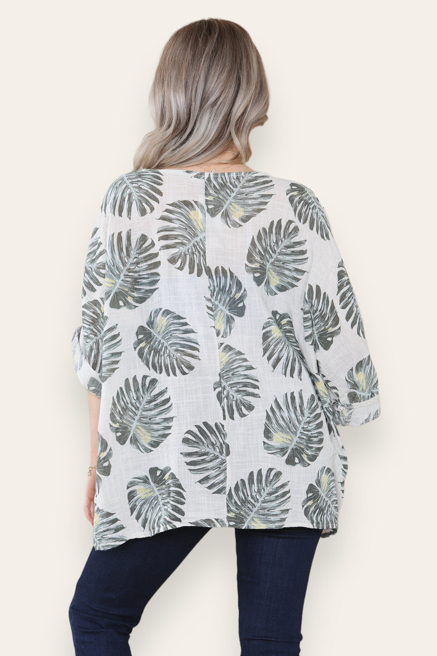 TOP MET PALMBLADPRINT - STEEN