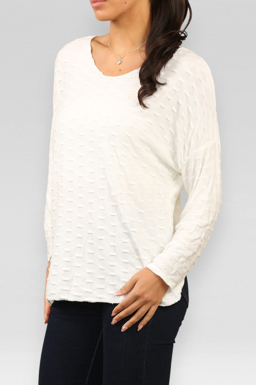 TOP MET EMBOSSING WIT