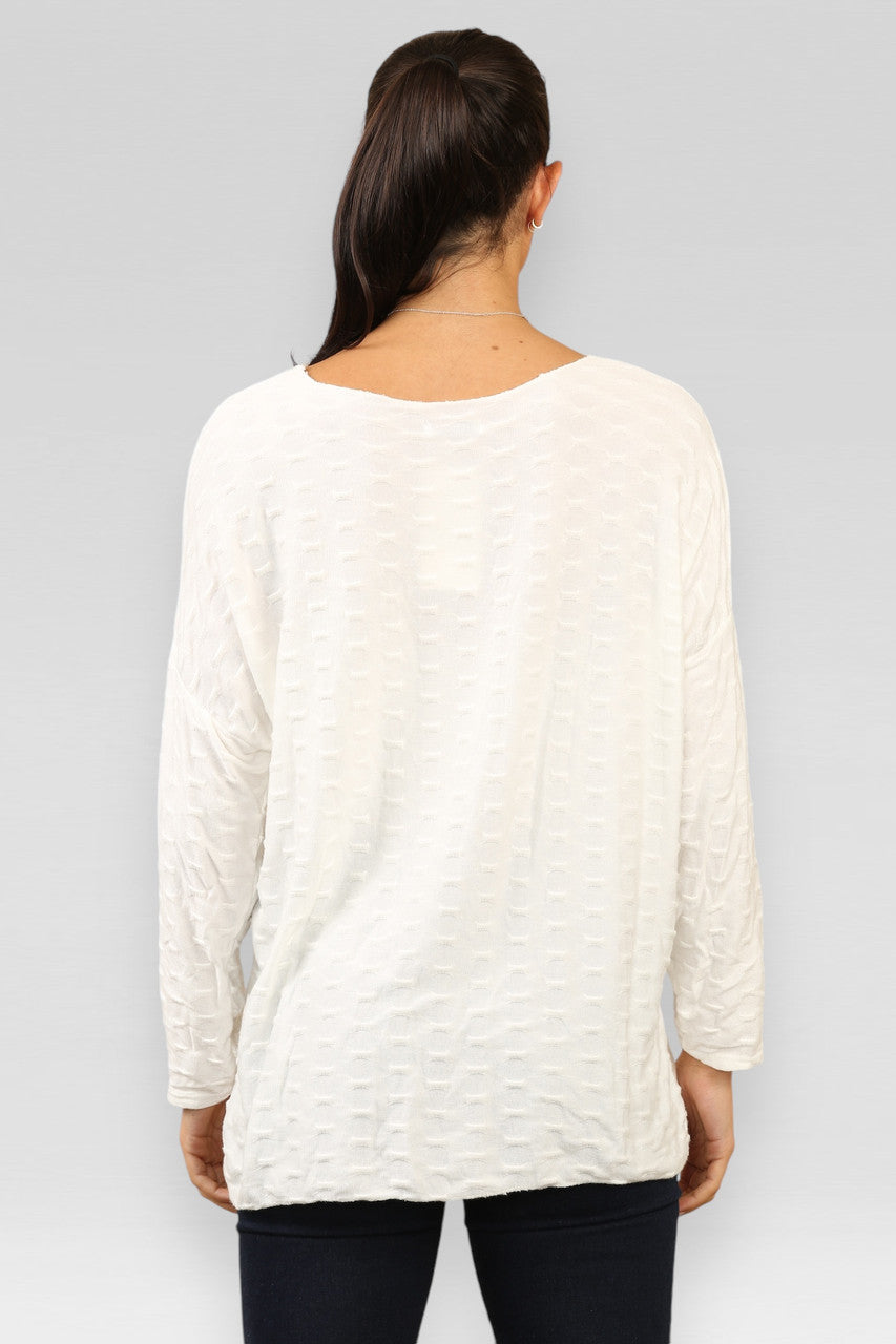 TOP MET EMBOSSING WIT