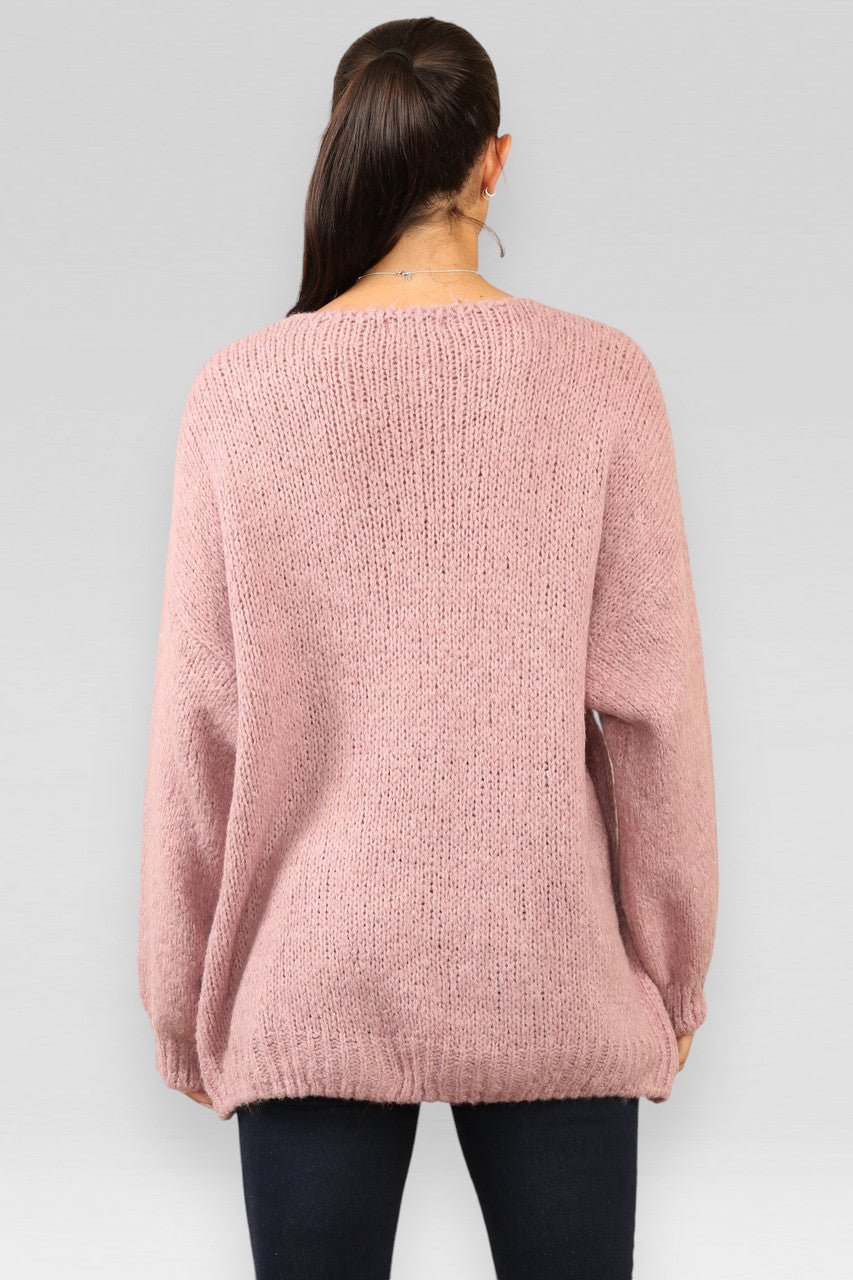 VEST VAN WOLMIX MET STRIKSLUITING – ROZE