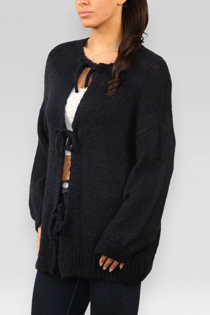 VEST VAN WOLMIX MET STRIKDETAIL AAN DE VOORKANT NAVY