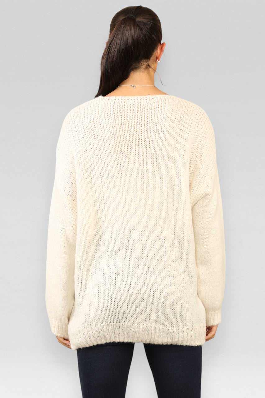 TIE FRONT DETAIL WOOL BLEND CARDIGAN CREAM