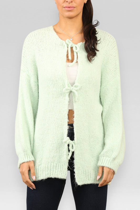 VEST MET STRIK EN WOLMIX MINTGROEN
