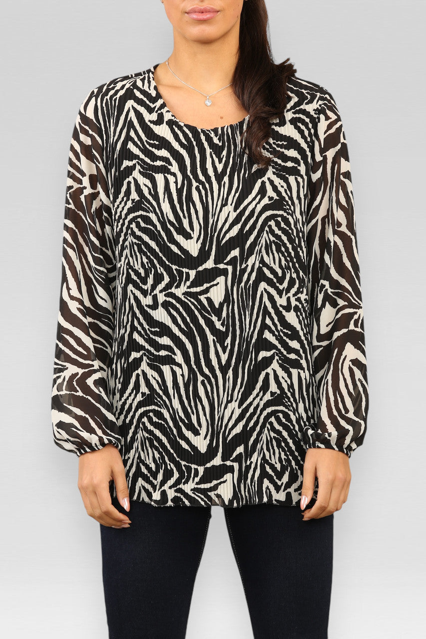 GEPLOOIDE BLOUSE MET ZEBRA PRINT