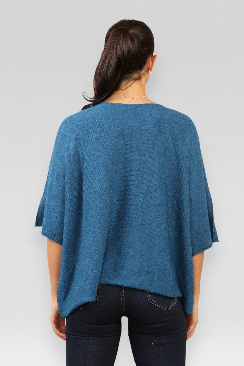 SOFT KNIT STAR DETAIL SHORT SLEEVE JUMPER TEAL