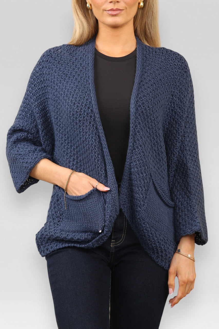 GEBREID VLEERMUISMOUW VEST DENIM