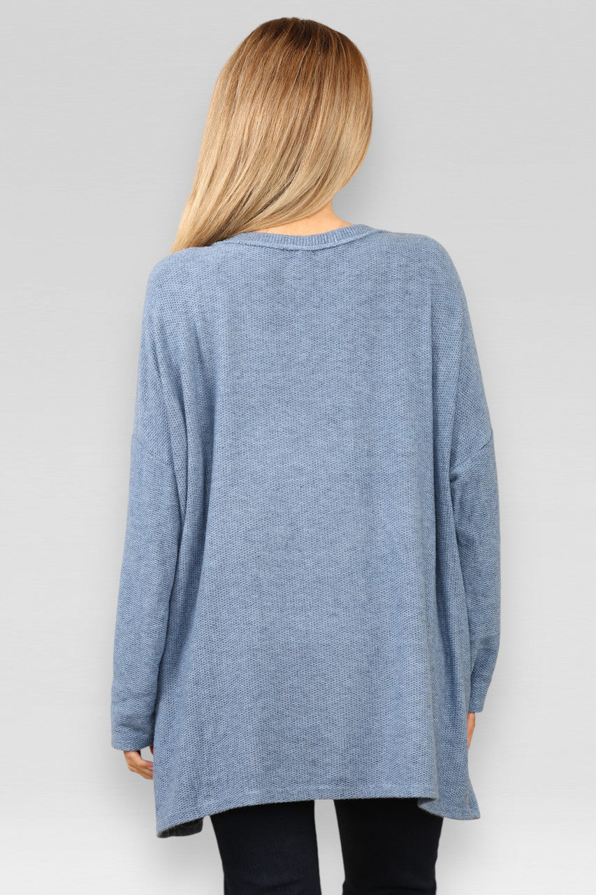 BURNOUT KANT SCHOUDER DETAIL TRUI DENIM