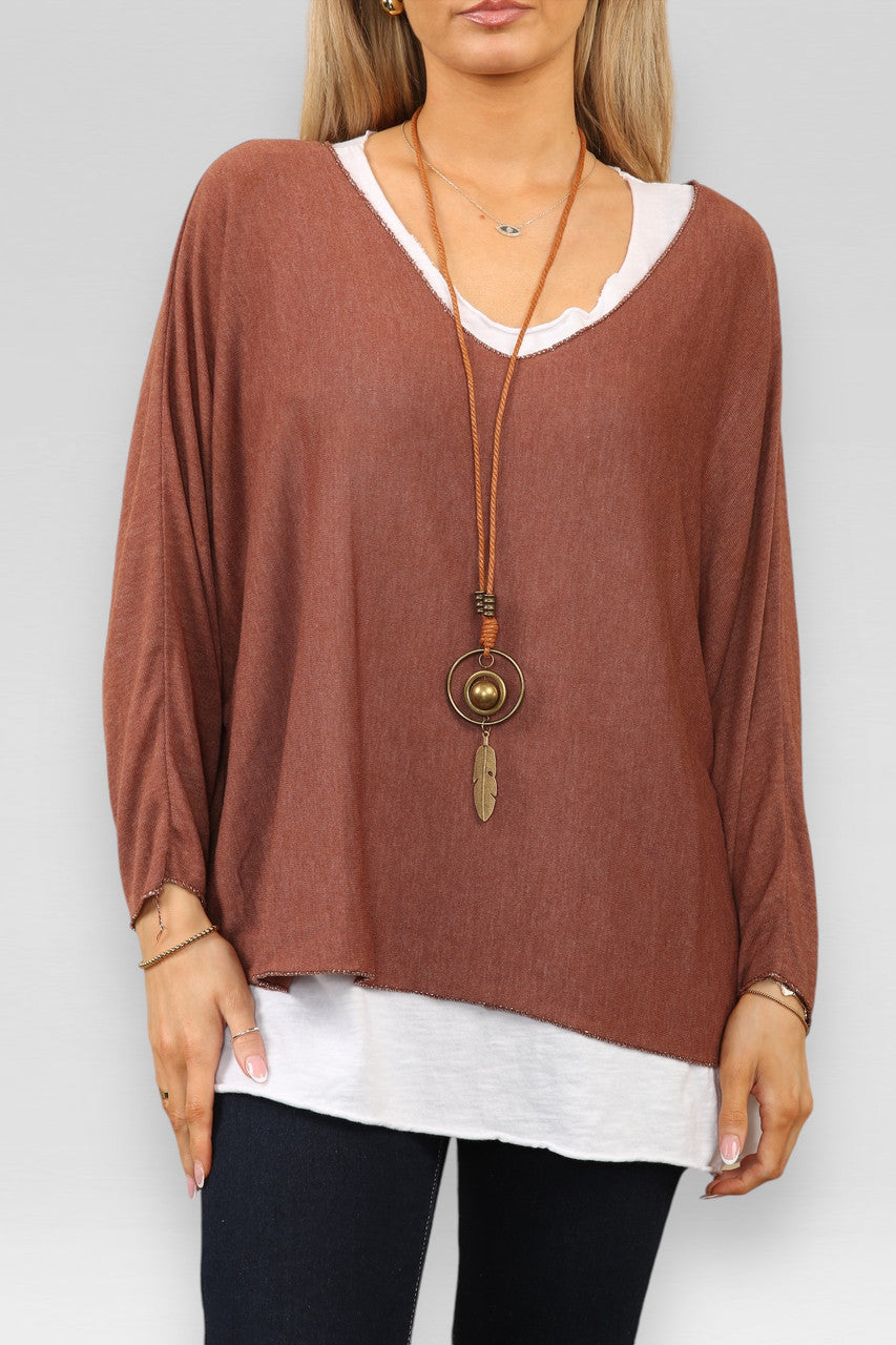 EFFEN 2-LAAGS TOP MET KETTING ROEST