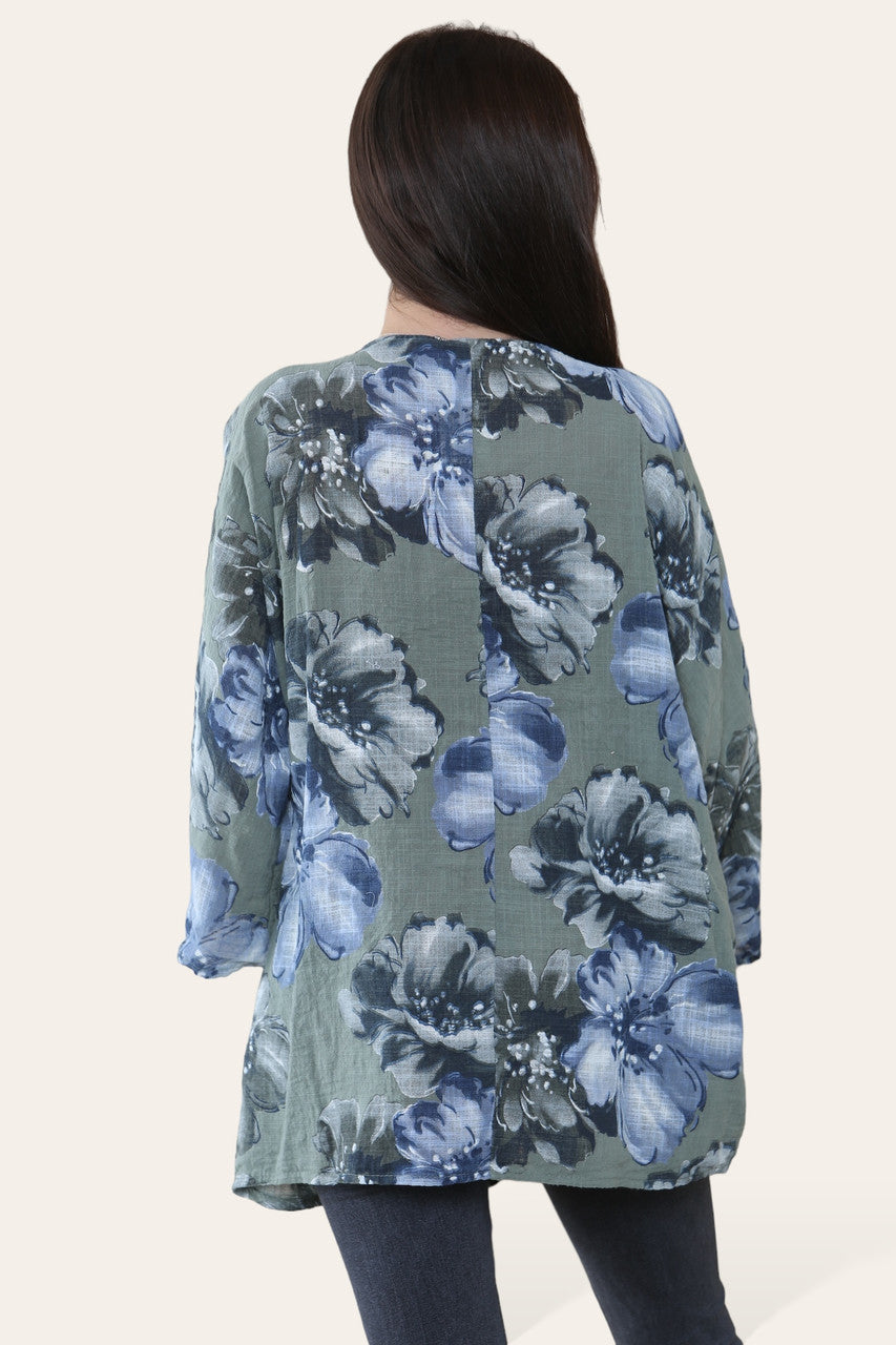 BLOEMENSCHETS PRINT TOP KHAKI