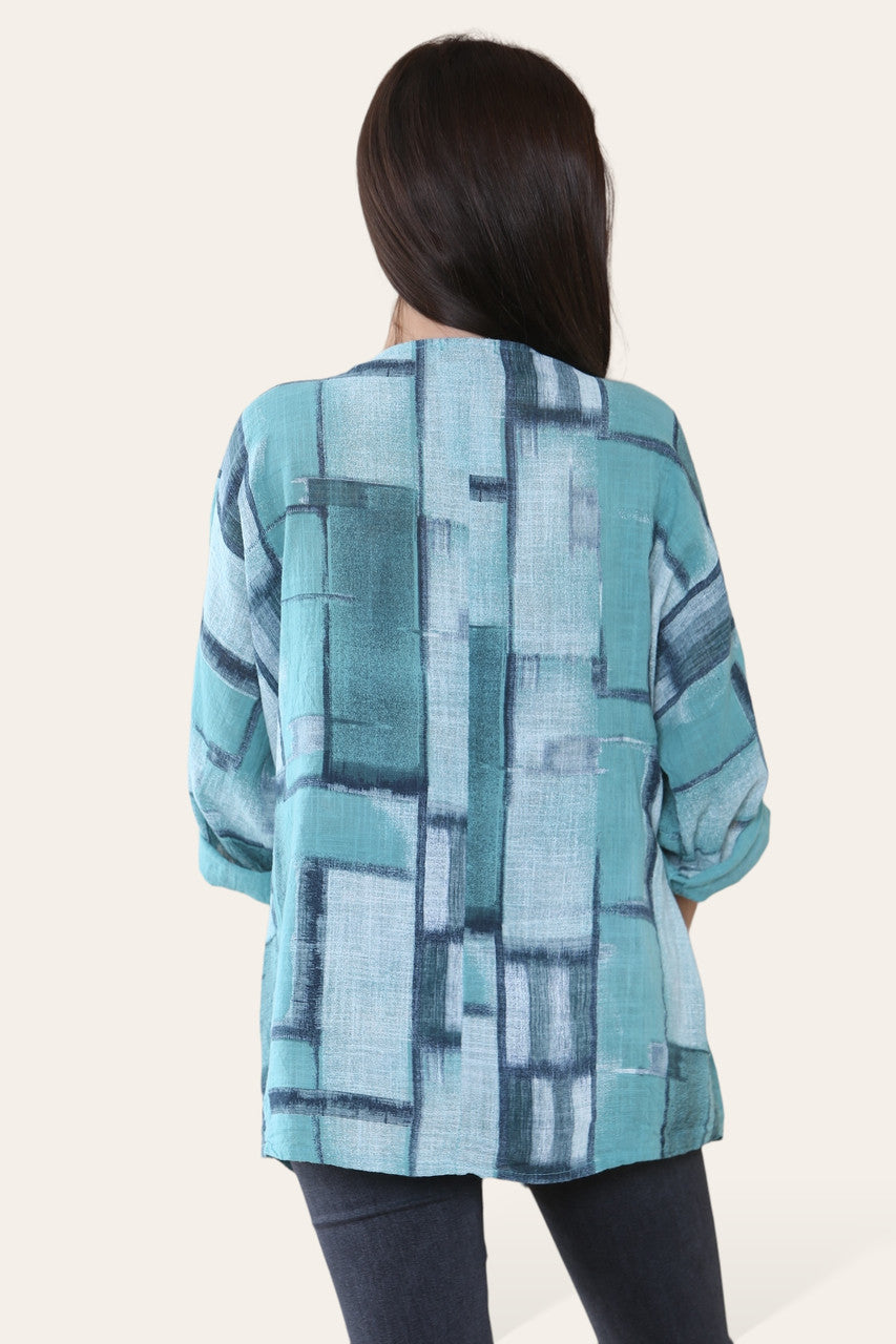 VIERKANTE GEOMETRISCHE VORMEN PRINT TOP TIFFANY