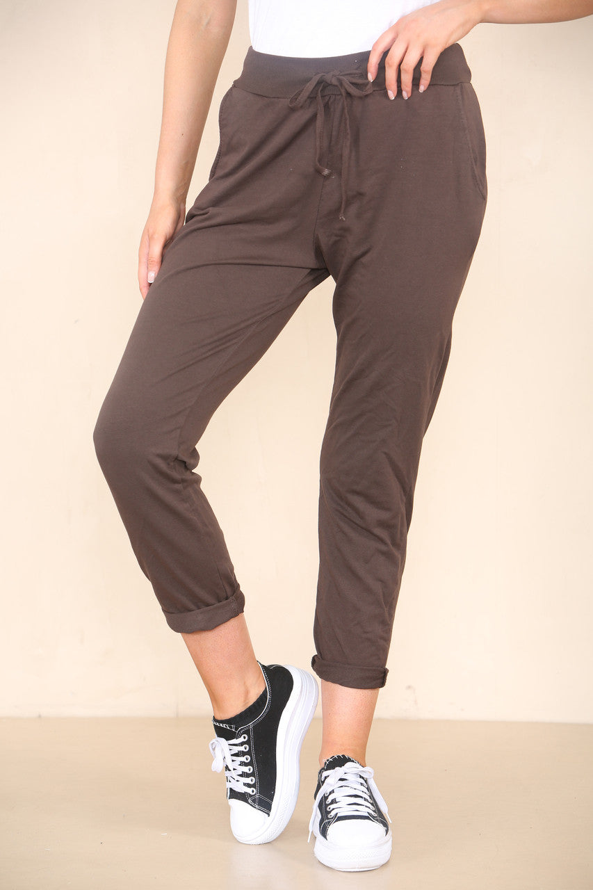 PLAIN JOGGING PANTS CHOCOLATE BROWN