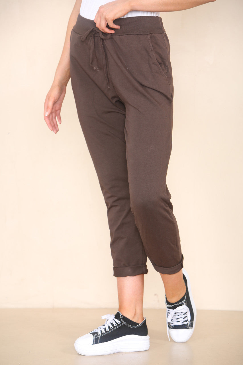 PLAIN JOGGING PANTS CHOCOLATE BROWN