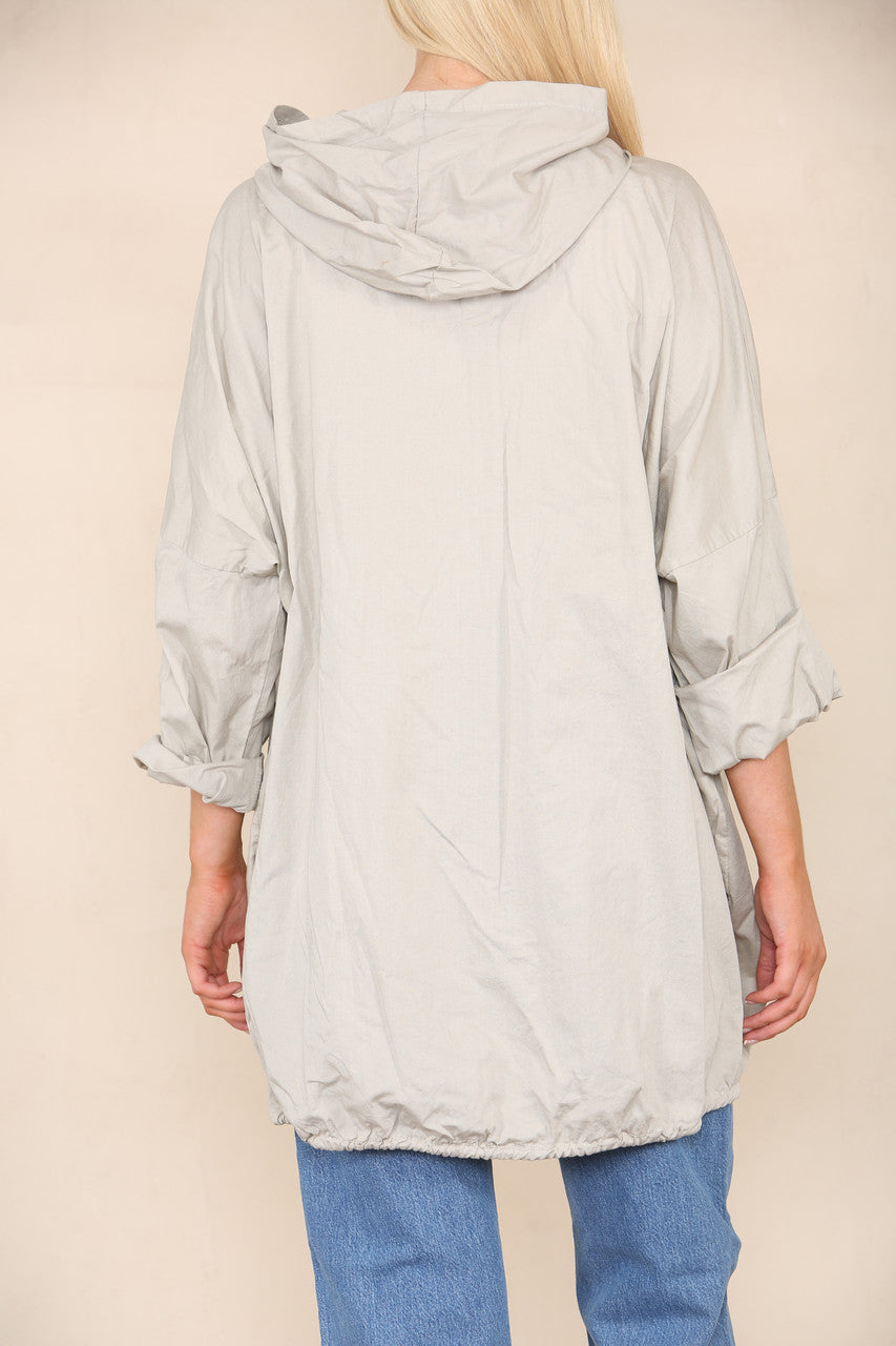 ZIP UP HOODED JACKET STONE