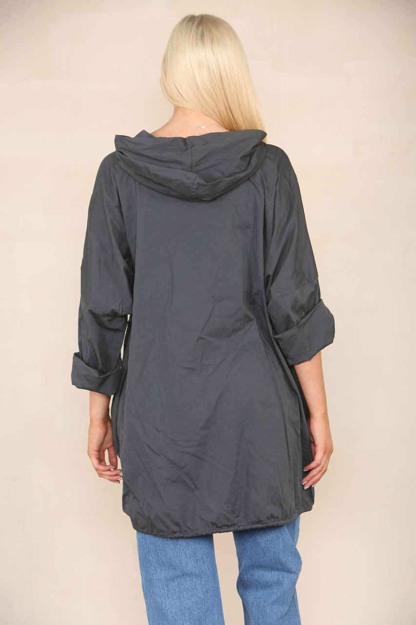 ZIP UP HOODED JACKET CHARCOAL