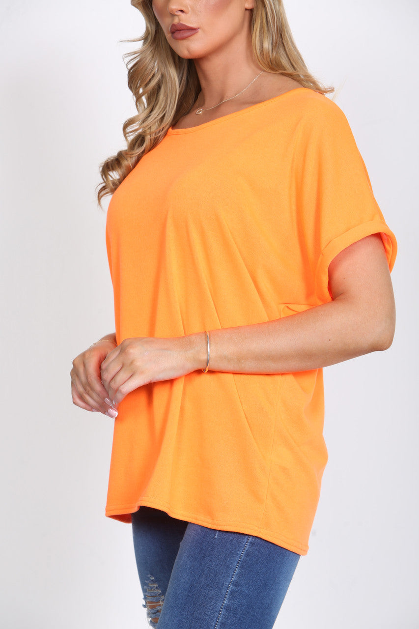 Ladies Plain T-Shirt Top Orange