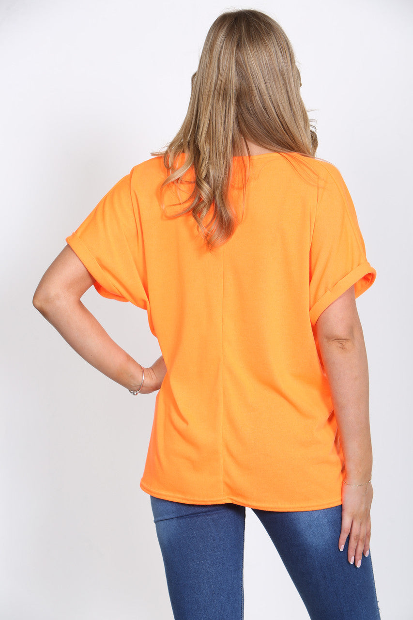 Ladies Plain T-Shirt Top Orange