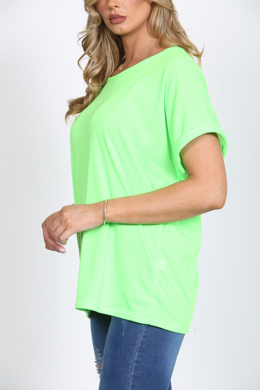 Ladies Plain T-Shirt Top Lime