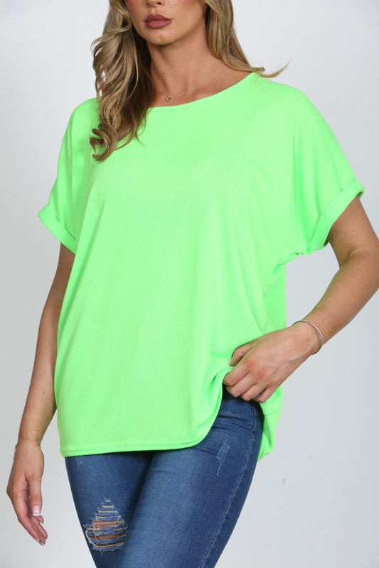 Ladies Plain T-Shirt Top Lime