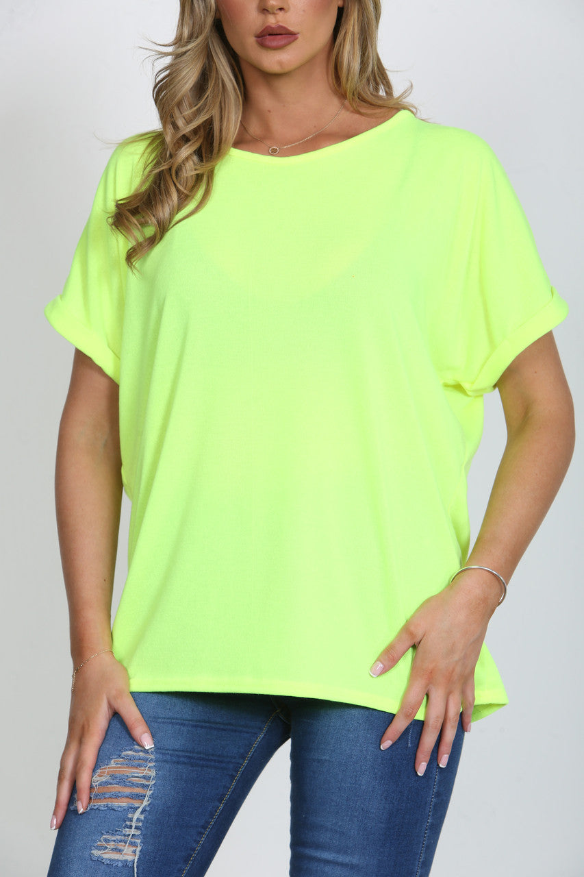 Ladies Plain T-Shirt Top Yellow