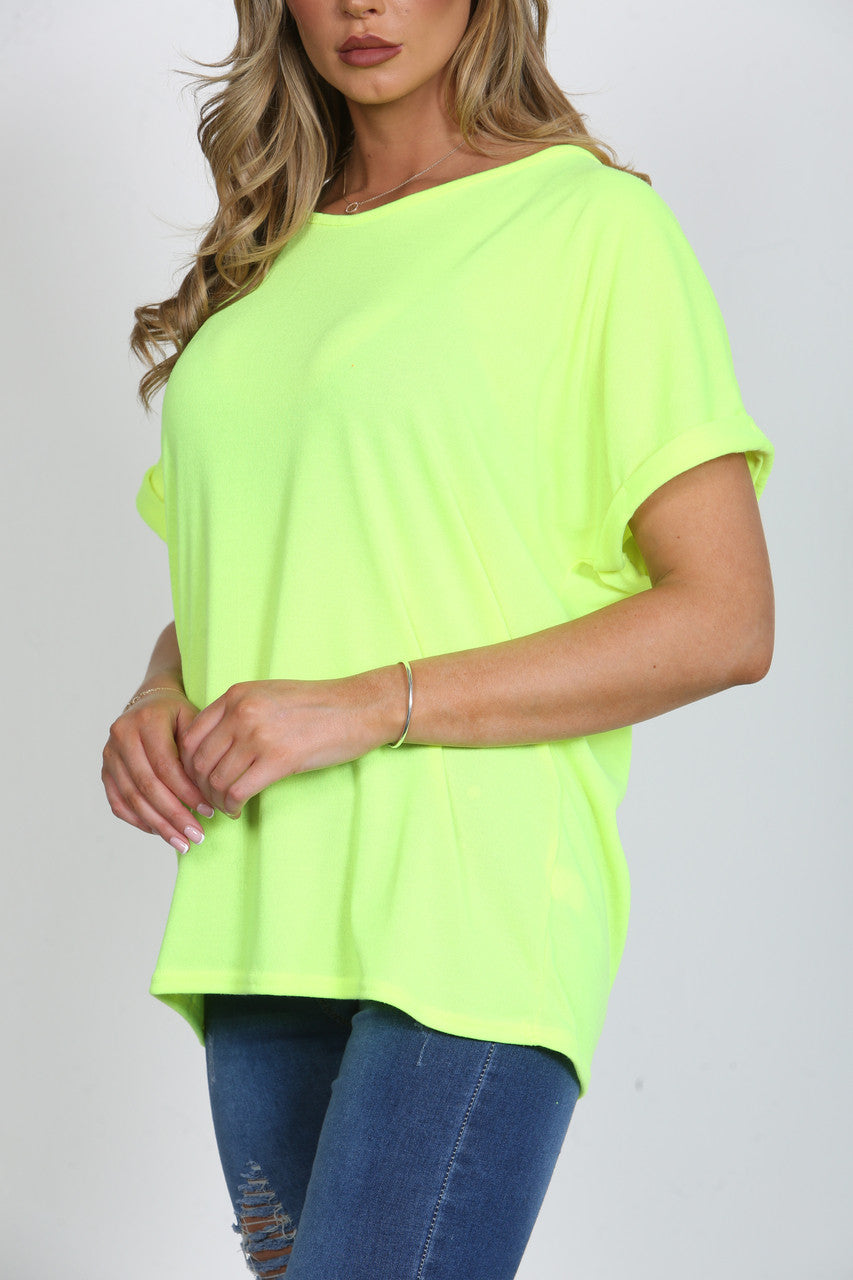 Ladies Plain T-Shirt Top Yellow