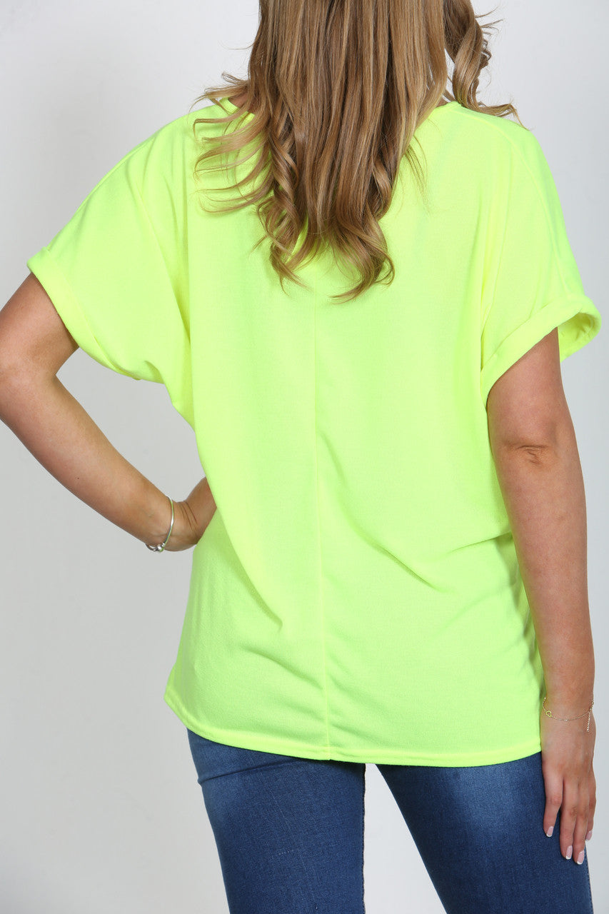 Ladies Plain T-Shirt Top Yellow