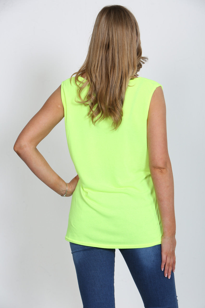 Dames Effen Mouwloze Top Geel